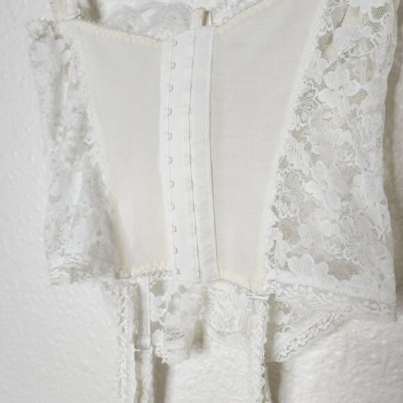 Dolores For Poriette Vintage Floral Lace Bustier Corset Garters Size 34 White - Picture 4 of 9